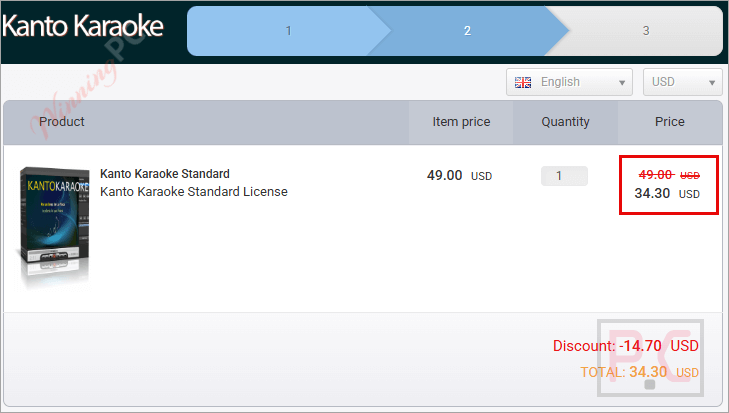 kanto karaoke checkout page with coupon Checkout page showing the coupon field and discounted total