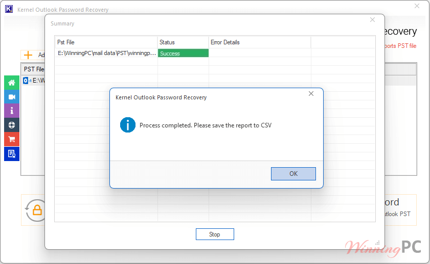 kernel outlook password recovery processing screenshot kernel outlook password recovery processing screenshot