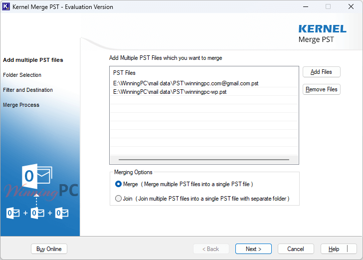 kernel pst merge screenshot