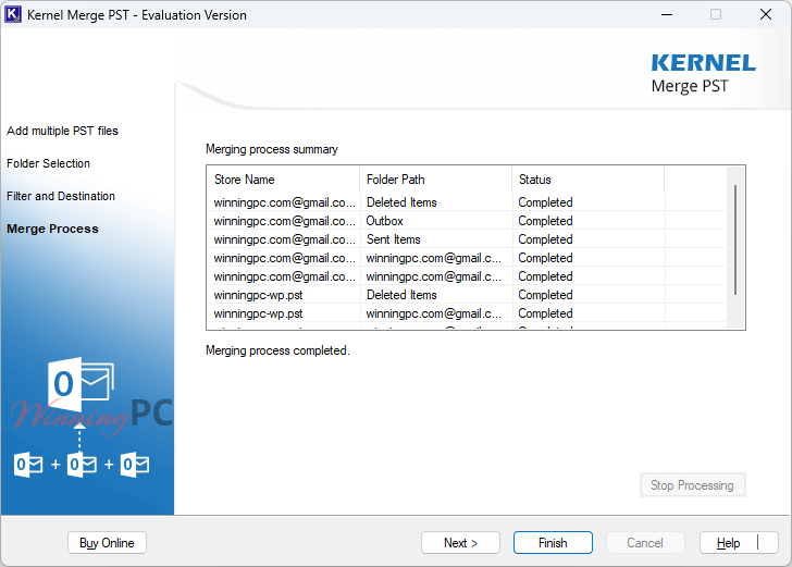 kernel pst merge successful operation
