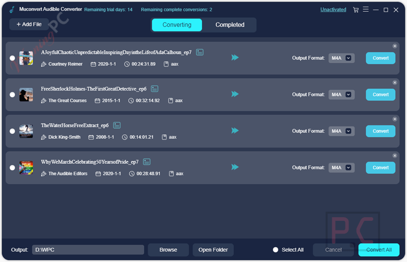muconvert audible converter screenshot MuConvert Audible Converter