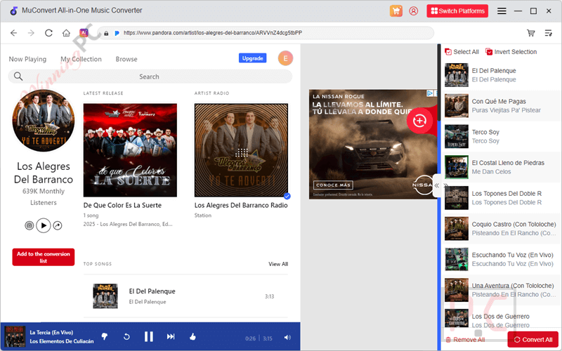 select song muconvert pandora music converter select song muconvert pandora music converter