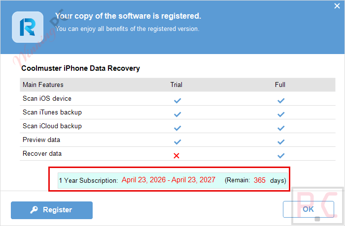 subscription coolmuster iphone data recovery key