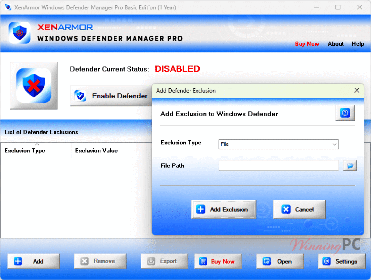 xenarmor-windows-defender-manager-screen