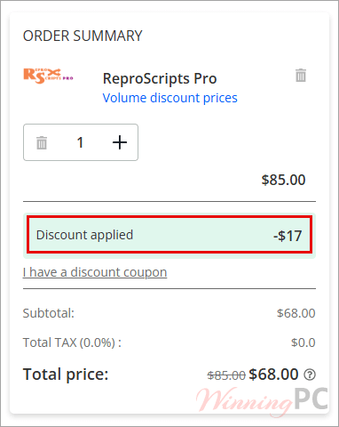 checkout page reproscripts pro with coupon checkout page reproscripts pro with coupon