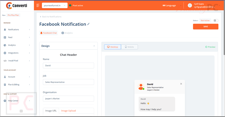 converti messenger notification converti messenger notification