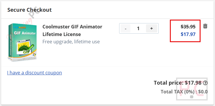coolmuster gif animator checkout page with coupon