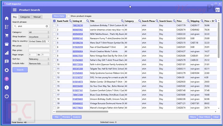 craft inspector product search