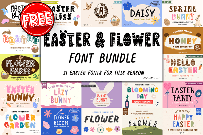 Easter and Flower Font Bundle Giveaway Download