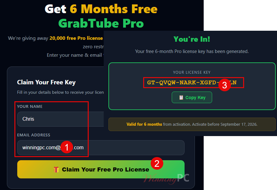 grabtube pro giveaway license code