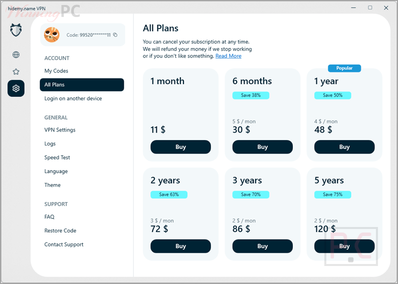 hidemyname vpn all plans