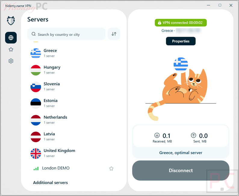 hidemyname vpn screenshot