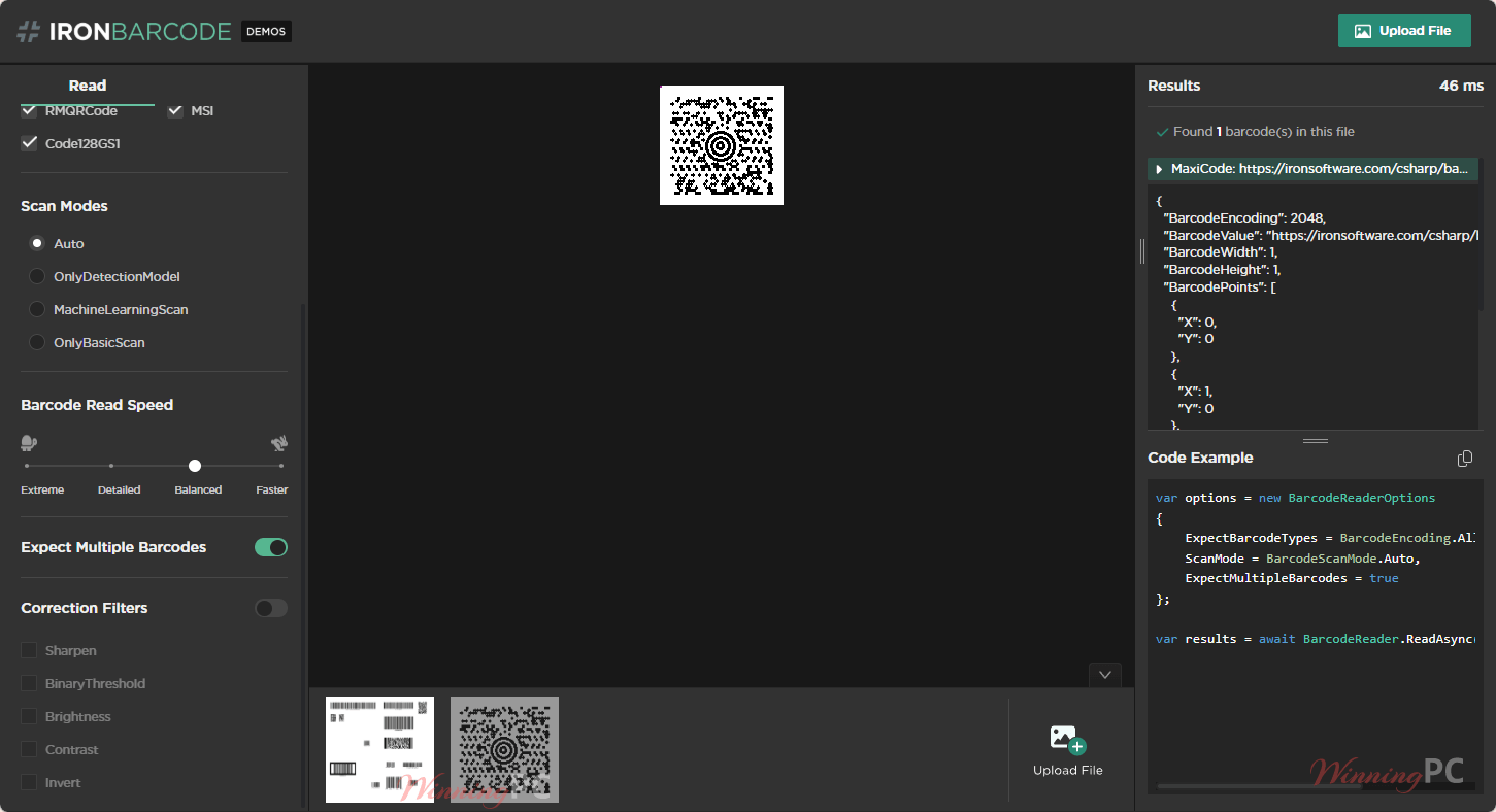 ironbarcode setting screenshot