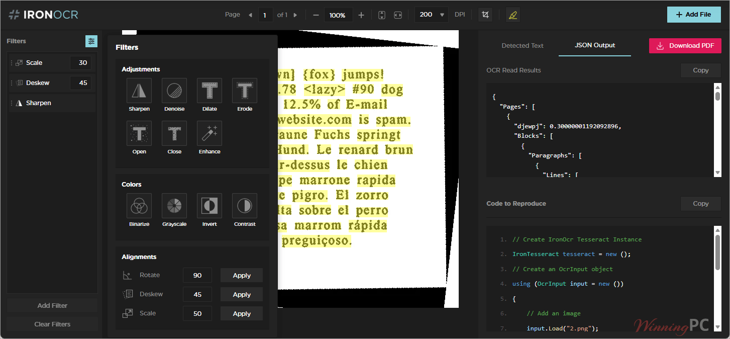 ironocr filter screenshot