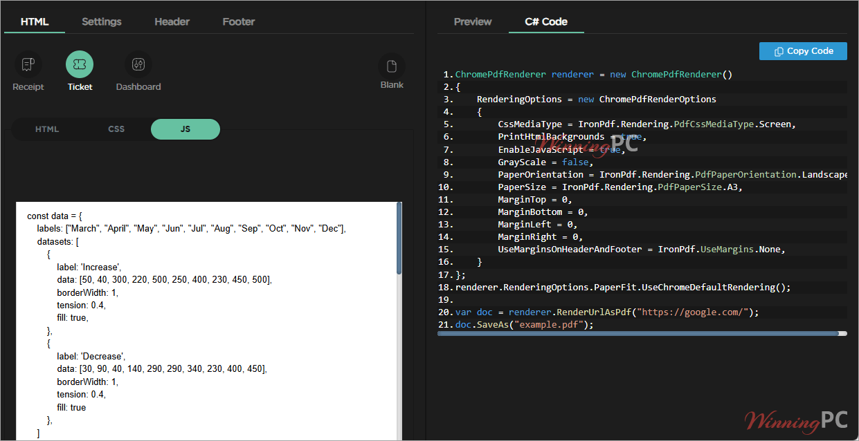 ironpdf c code screenshot ironpdf c code screenshot