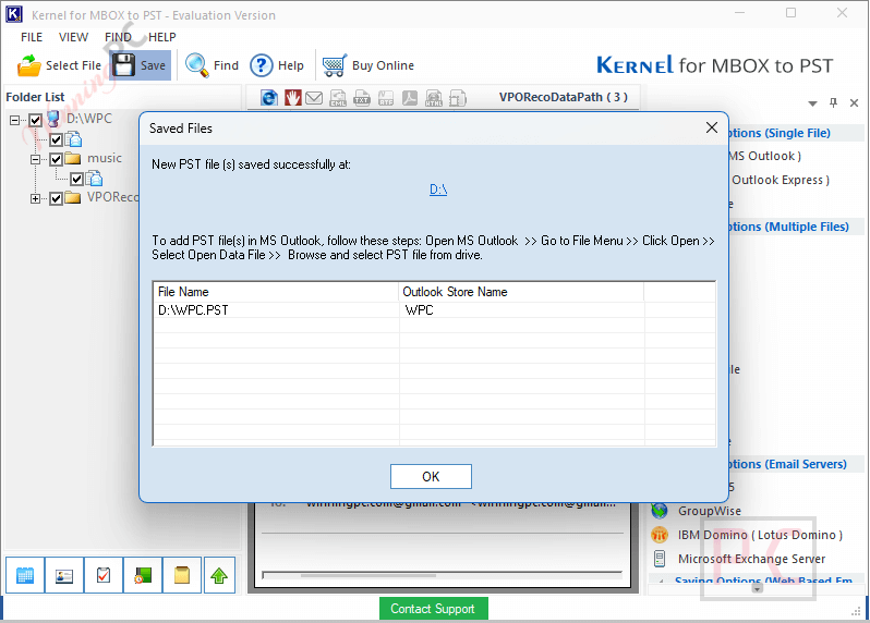 kernel for mbox to pst save successfully kernel for mbox to pst save successfully