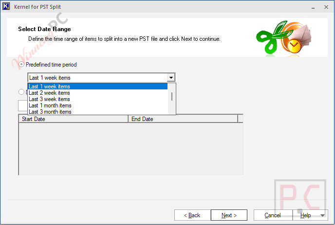 kernel for pst split date range