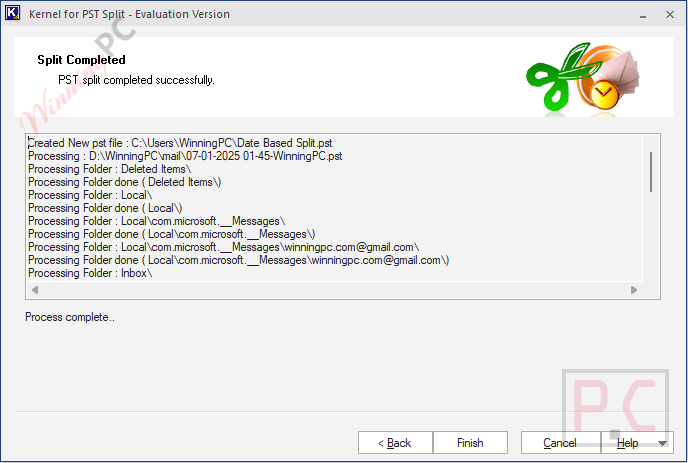 kernel for pst split process complete