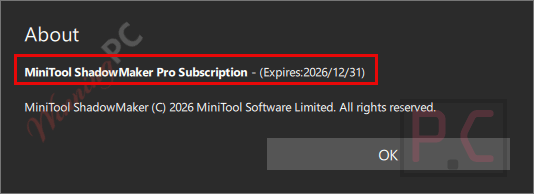 minitool shadowmaker pro license info