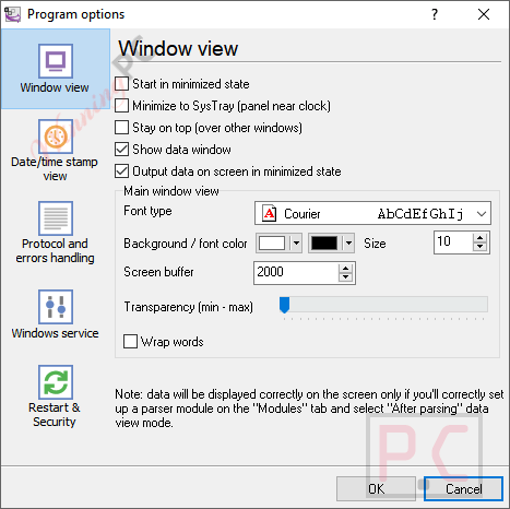 program options data logger suite program options data logger suite