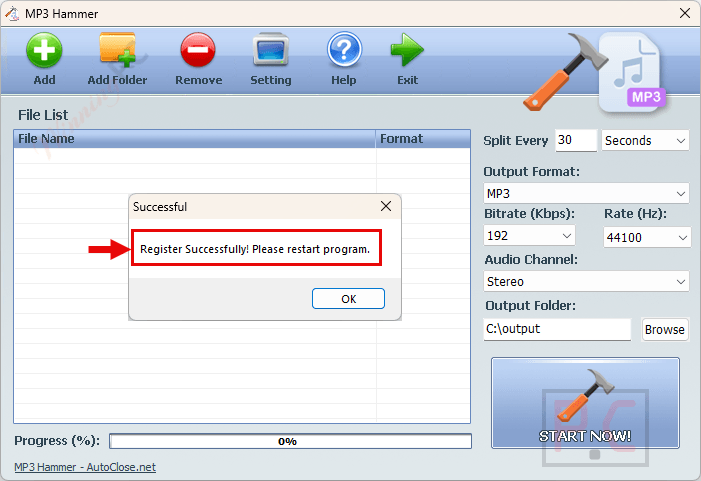 register autoclose mp3 hammer successfully register autoclose mp3 hammer successfully