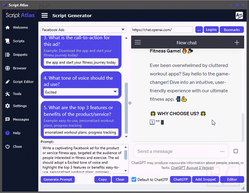script atlas script generator screenshot