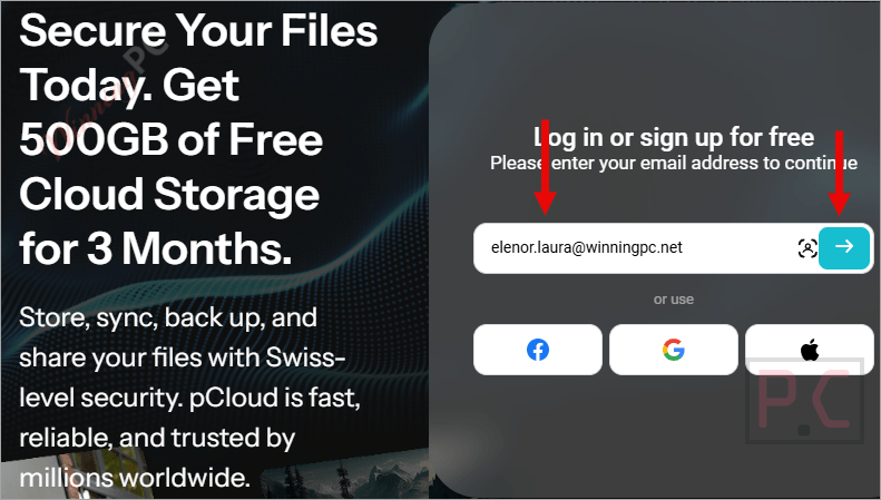sign up pcloud premium free