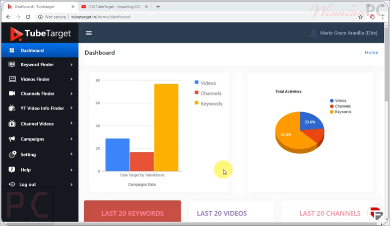 tubetarget dashboard screenshot tubetarget dashboard screenshot