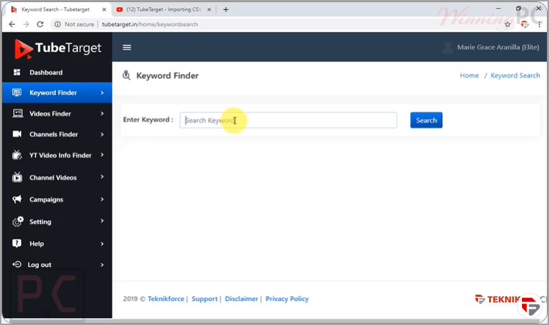 tubetarget keyword finder screenshot tubetarget keyword finder screenshot