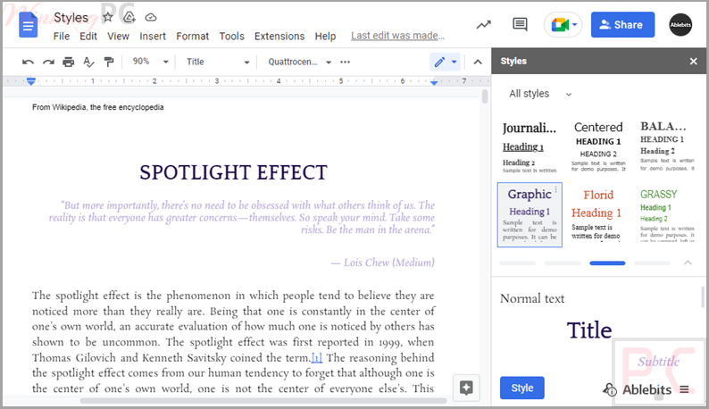 ablebits styles for google docs screenshot ablebits styles for google docs screenshot