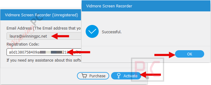 activate vidmore screen recorder code