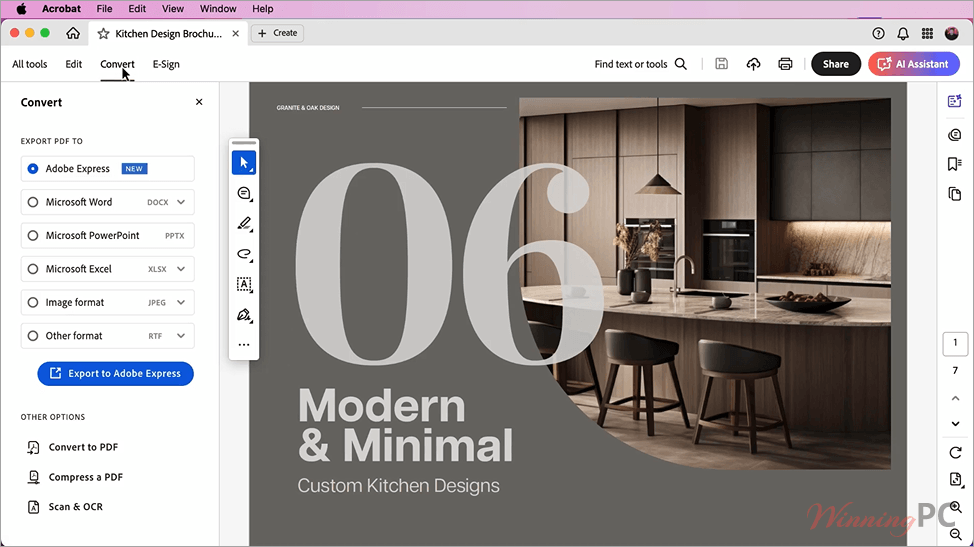 adobe acrobat convert to other formats screenshot