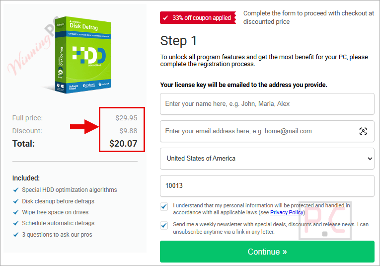 auslogics disk defrag pro checkout page with coupon auslogics disk defrag pro checkout page with coupon