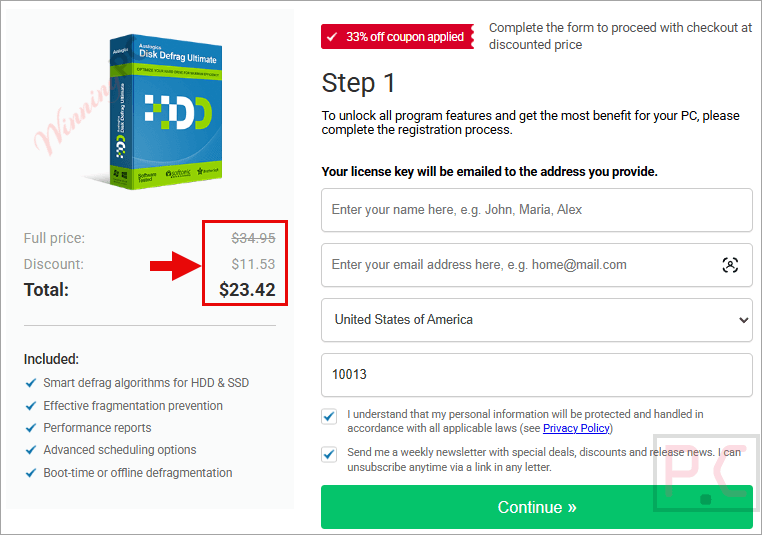 auslogics disk defrag ultimate checkout page with coupon auslogics disk defrag ultimate checkout page with coupon