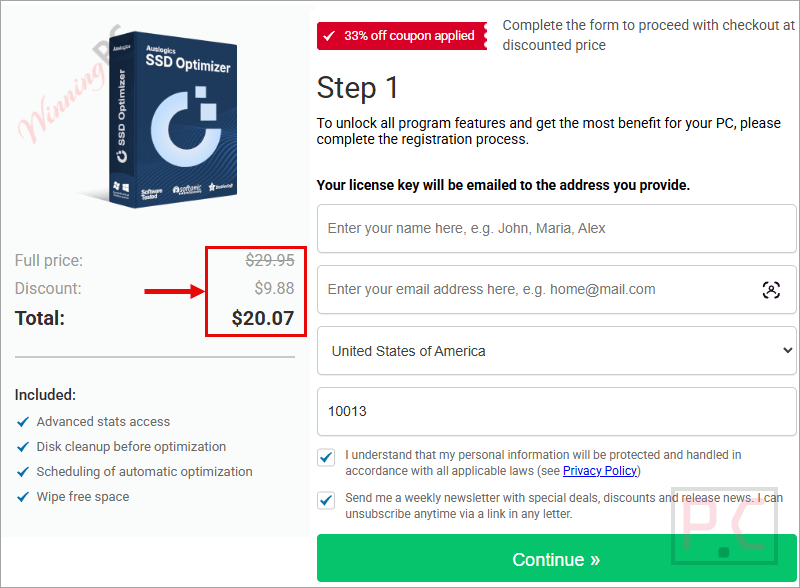 auslogics ssd optimizer checkout page with coupon auslogics ssd optimizer checkout page with coupon
