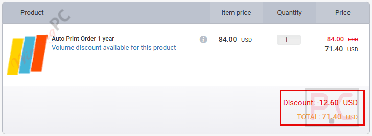 auto print order checkout page with coupon