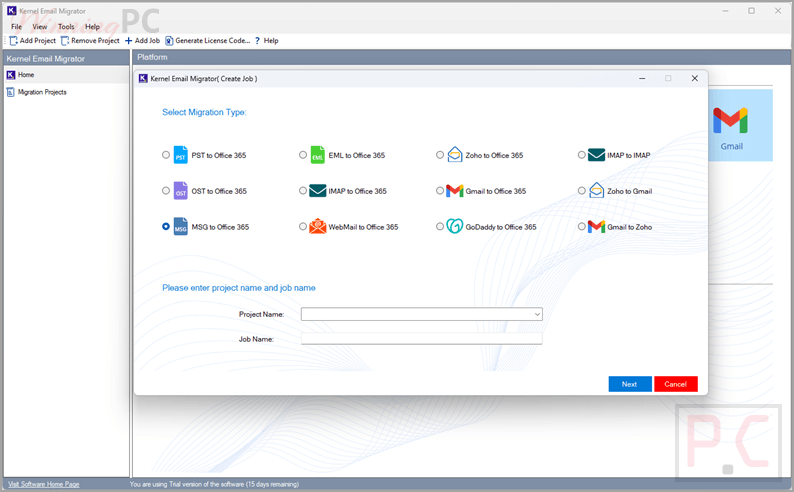 kernel email migrator create job kernel email migrator create job