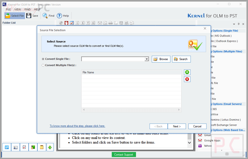 kernel for olm to pst screen Kernel for OLM to PST Screenshot