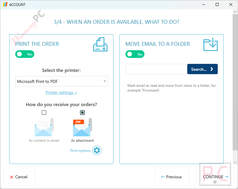 print the order auto print order
