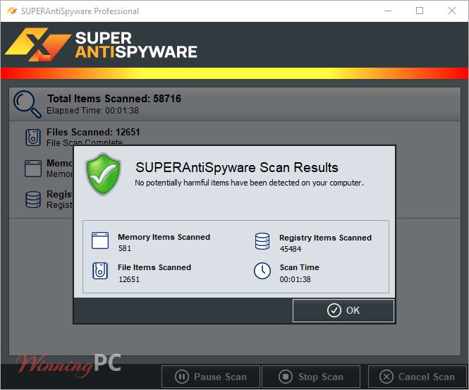 superantispyware scanning