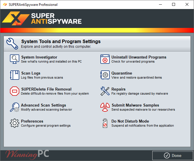 superantispyware system tools