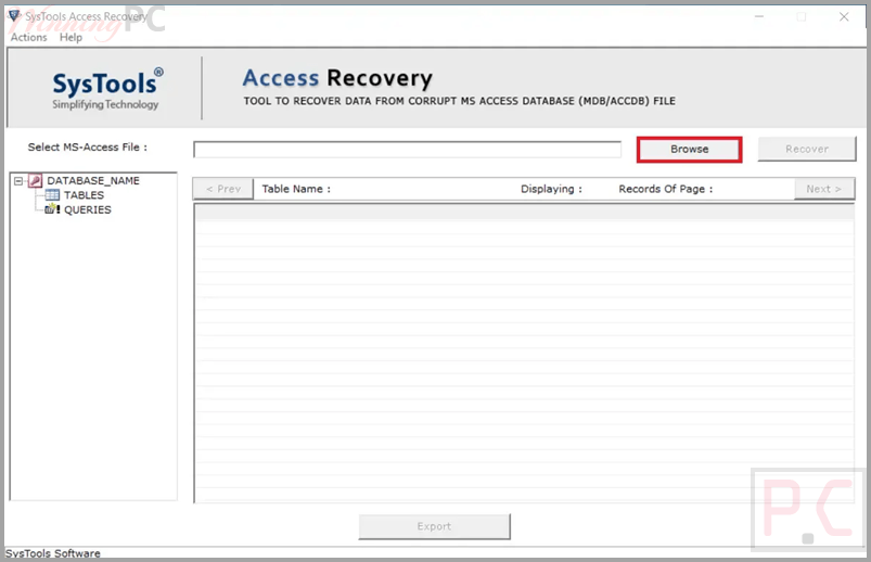 systools access recovery main screenshot systools access recovery main screenshot