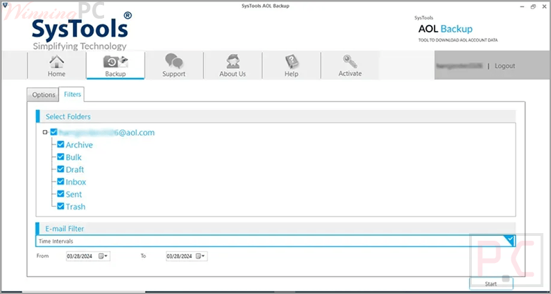systools aol backup filters systools aol backup filters