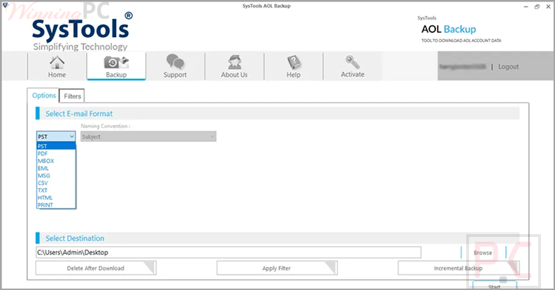 systools aol backup options systools aol backup options