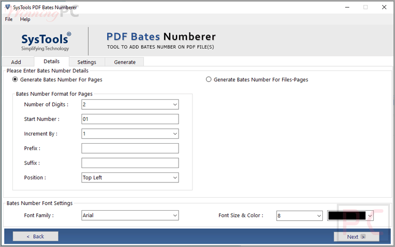 systools pdf bates numberer details