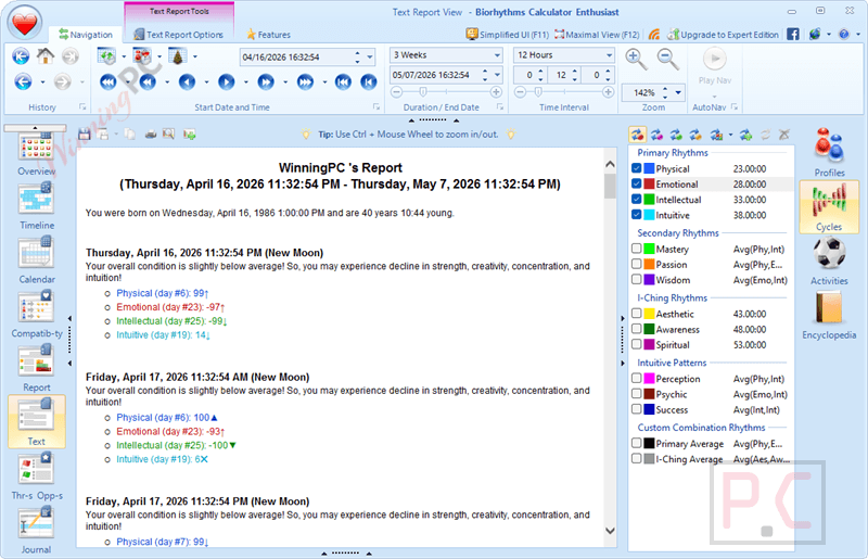 text report tools binarymark biorhythms calculator text report tools binarymark biorhythms calculator