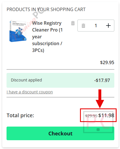 wise registry cleaner pro checkout page with coupon wise registry cleaner pro checkout page with coupon