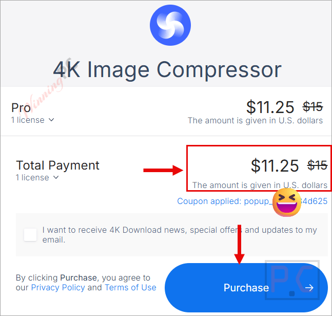 4k image compressor checkout page with coupon 4K Image Compressor Coupon Codes & Deals