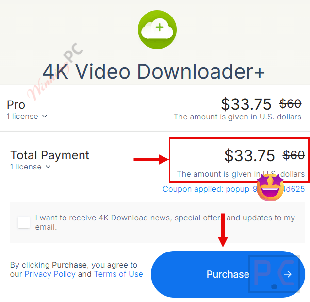 4k video downloader plus pro checkout page with coupon 4K Video Downloader Plus Coupons 45% Off