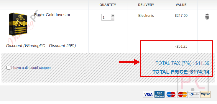 forex gold investor checkout page with coupon Forex GOLD Investor Coupon 70% Off
